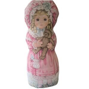 Cranston Petite Bebe Pink Victorian Girl Doll Fabric Doorstop 18" Cottage Core